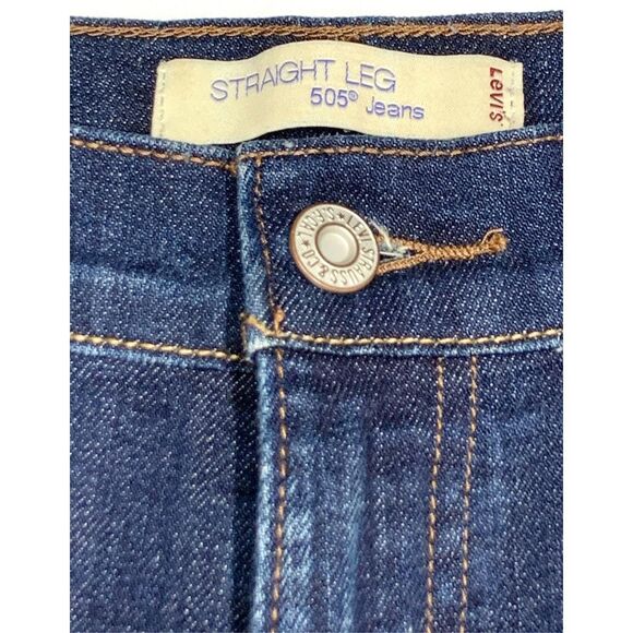 Levi’s 505 Straight Leg High Rise Jeans Dark Wash Button Flap Pockets Women 8 M - Picture 3 of 3